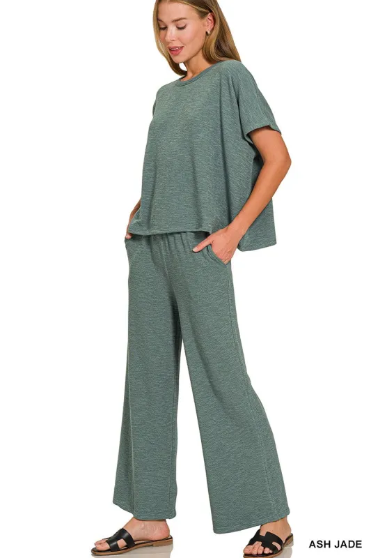 Ellie Cotton Slub Pant, Ash Jade sold by North & Main Clothing Company