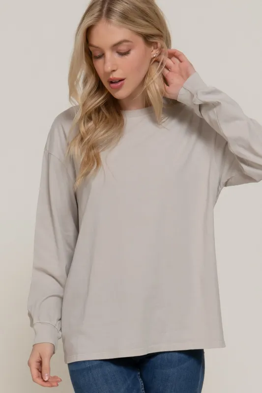 Raine Round Neck Garment Dye Tee, Light Taupe made by Active Basic