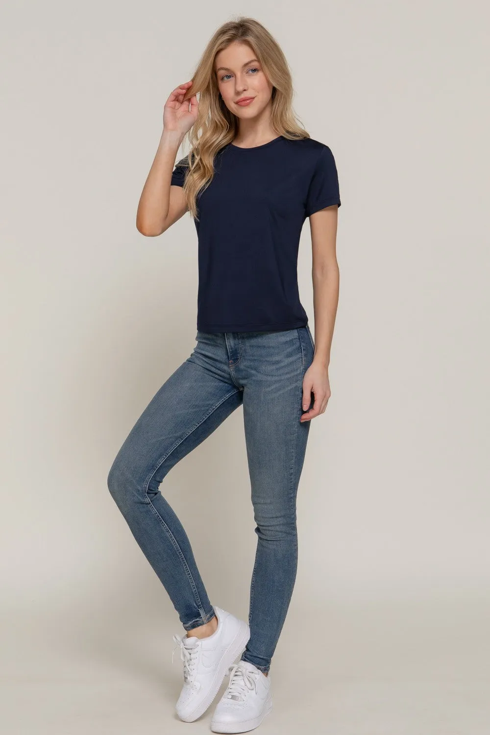 Juno Round Neck ITY Knit Top, Navy sold by North & Main Clothing Company product image thumbnail 2