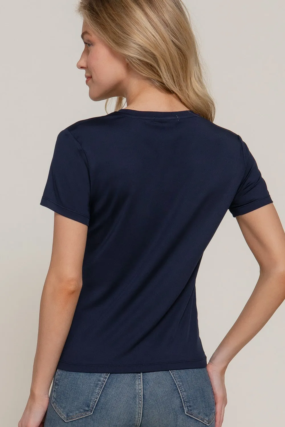 Juno Round Neck ITY Knit Top, Navy sold by North & Main Clothing Company product image thumbnail 4