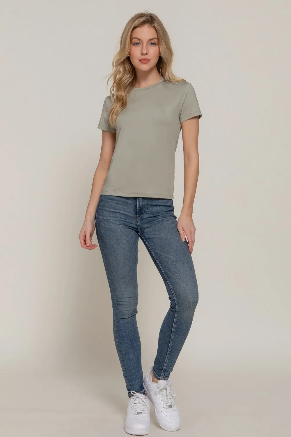 Juno Round Neck ITY Knit Top, Sage sold by North & Main Clothing Company product image thumbnail 2