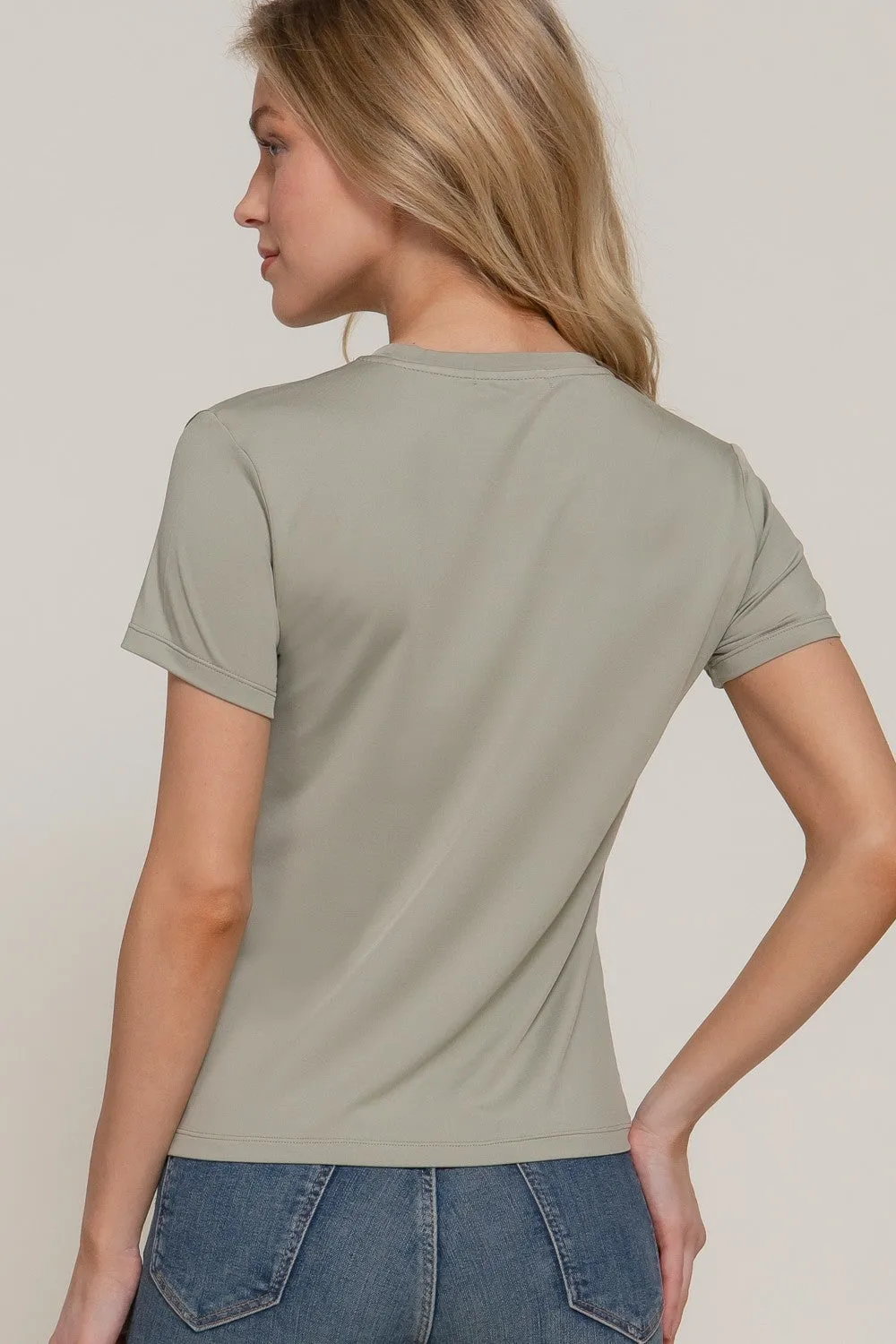 Juno Round Neck ITY Knit Top, Sage sold by North & Main Clothing Company product image thumbnail 4