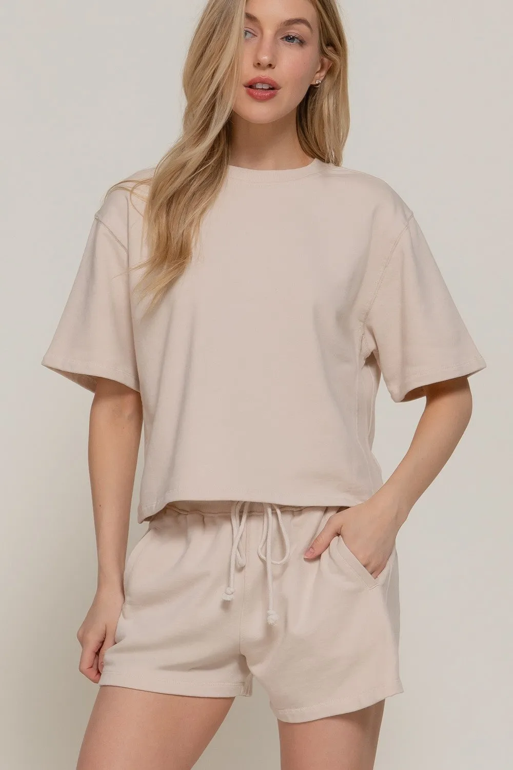 Alison Garment Washed Terry Shorts, Beige sold by North & Main Clothing Company product image thumbnail 3