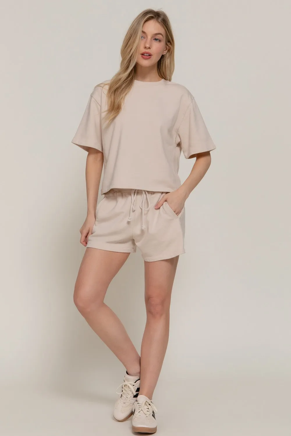 Alison Garment Washed Terry Shorts, Beige sold by North & Main Clothing Company product image thumbnail 2