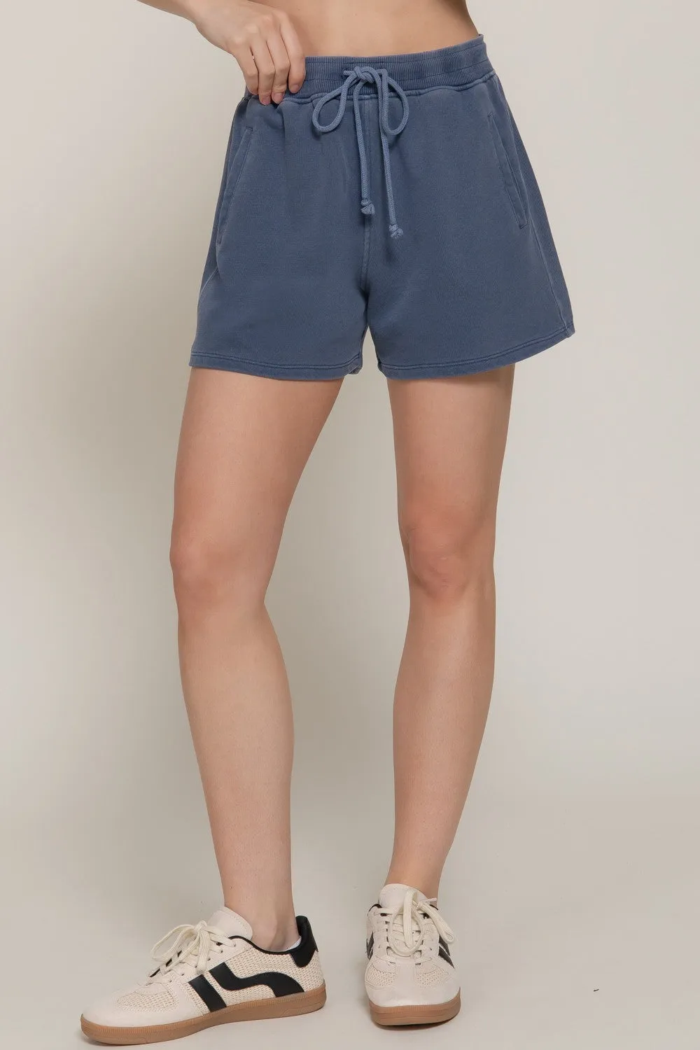 Alison Garment Washed Terry Shorts, Navy sold by North & Main Clothing Company