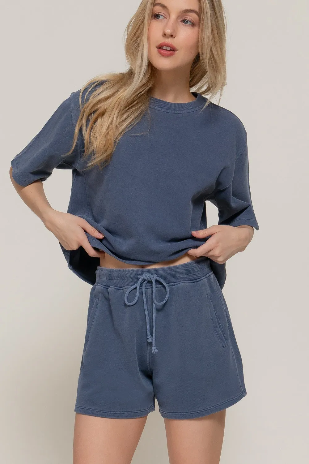 Alison Garment Washed Terry Shorts, Navy sold by North & Main Clothing Company product image thumbnail 3