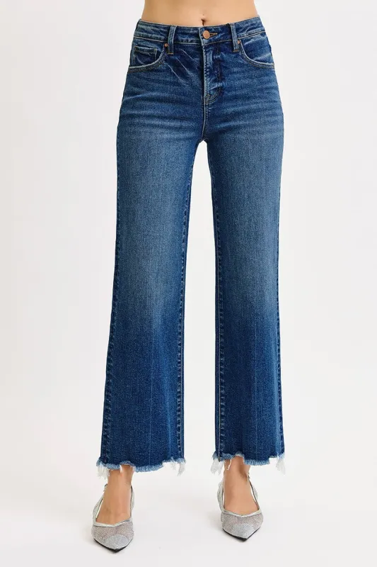 Freya High Rise Ankle Straight Jeans, Dark sold by North & Main Clothing Company
