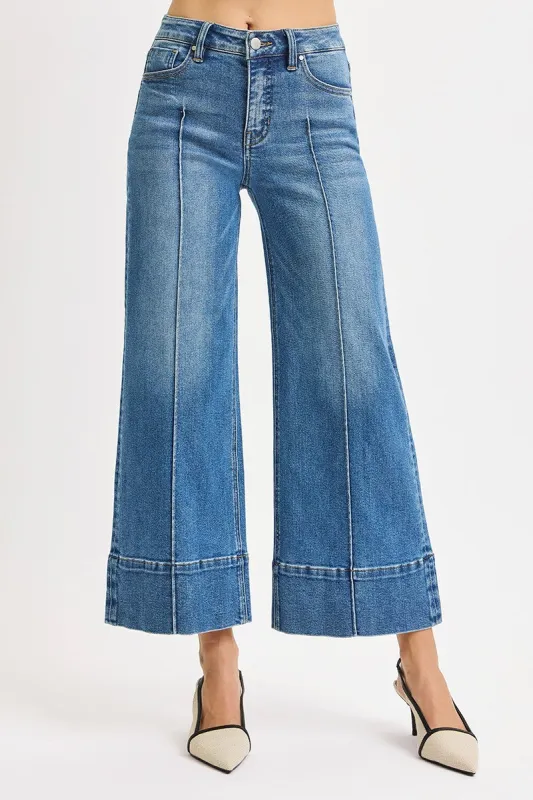 Mary Mid Rise Wide Leg Crop Jeans, Medium made by Risen