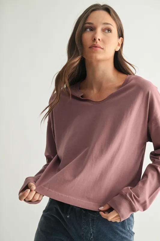 Melanie Notch Neck Top, Rose Taupe sold by North & Main Clothing Company