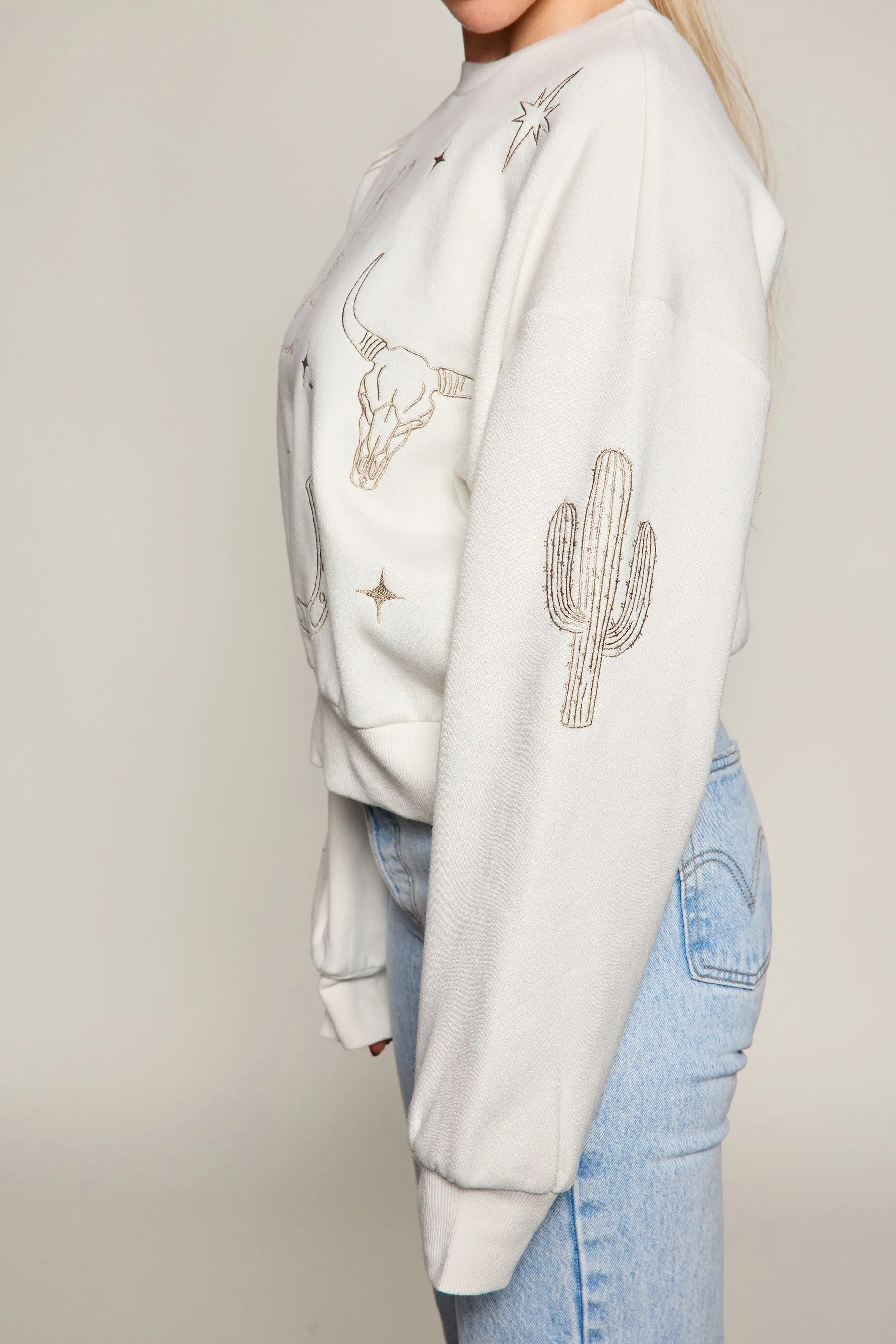 Western Embroidered Fleece Graphic Sweatshirt, True Bone sold by North & Main Clothing Company product image thumbnail 5