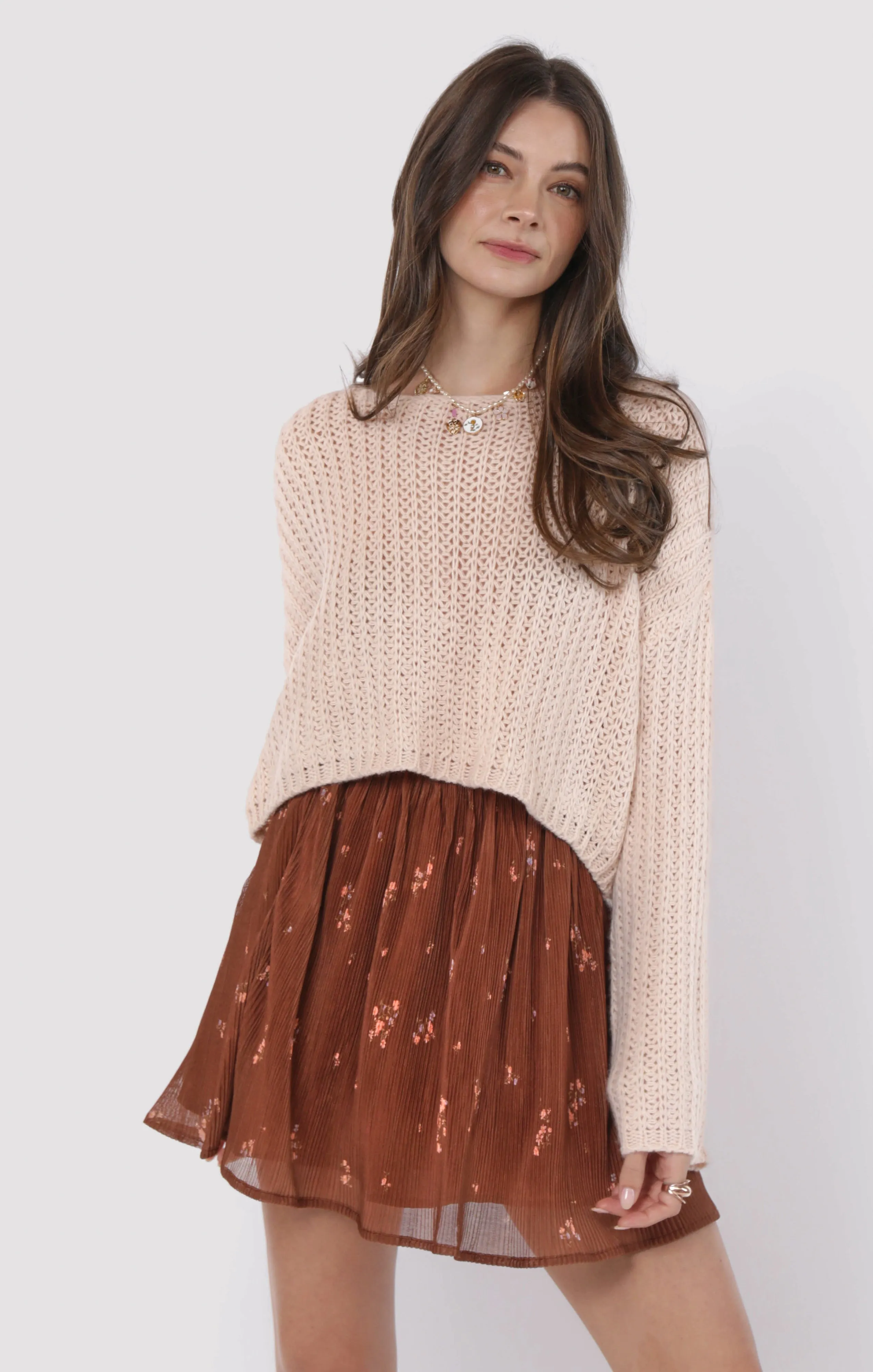 Rosalia Cropped Sweater, Blush | Sadie & Sage sold by North & Main Clothing Company product image thumbnail 3