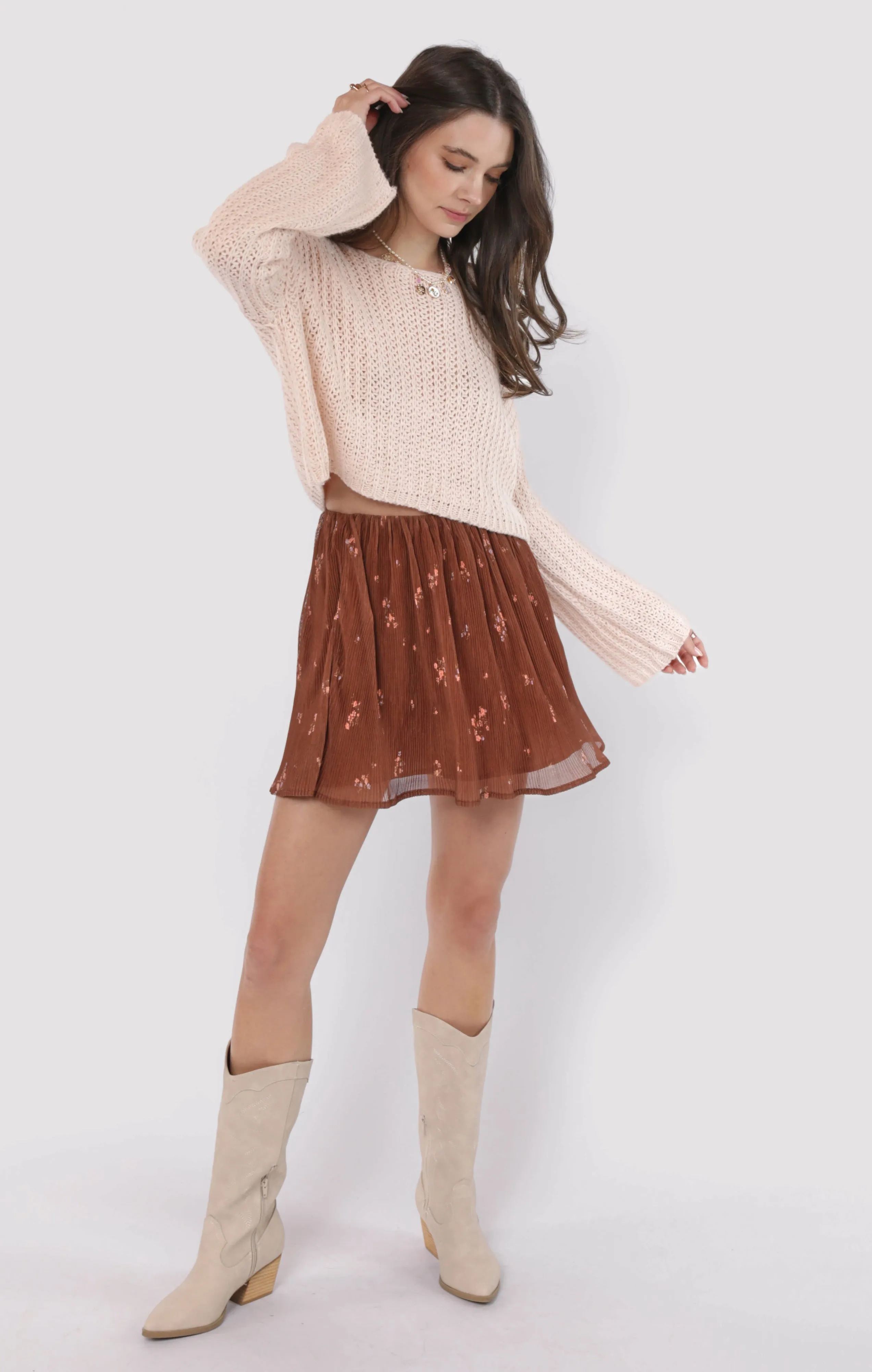 Rosalia Cropped Sweater, Blush | Sadie & Sage sold by North & Main Clothing Company product image thumbnail 4