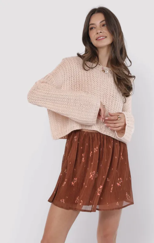 Rosalia Cropped Sweater, Blush | Sadie & Sage sold by North & Main Clothing Company
