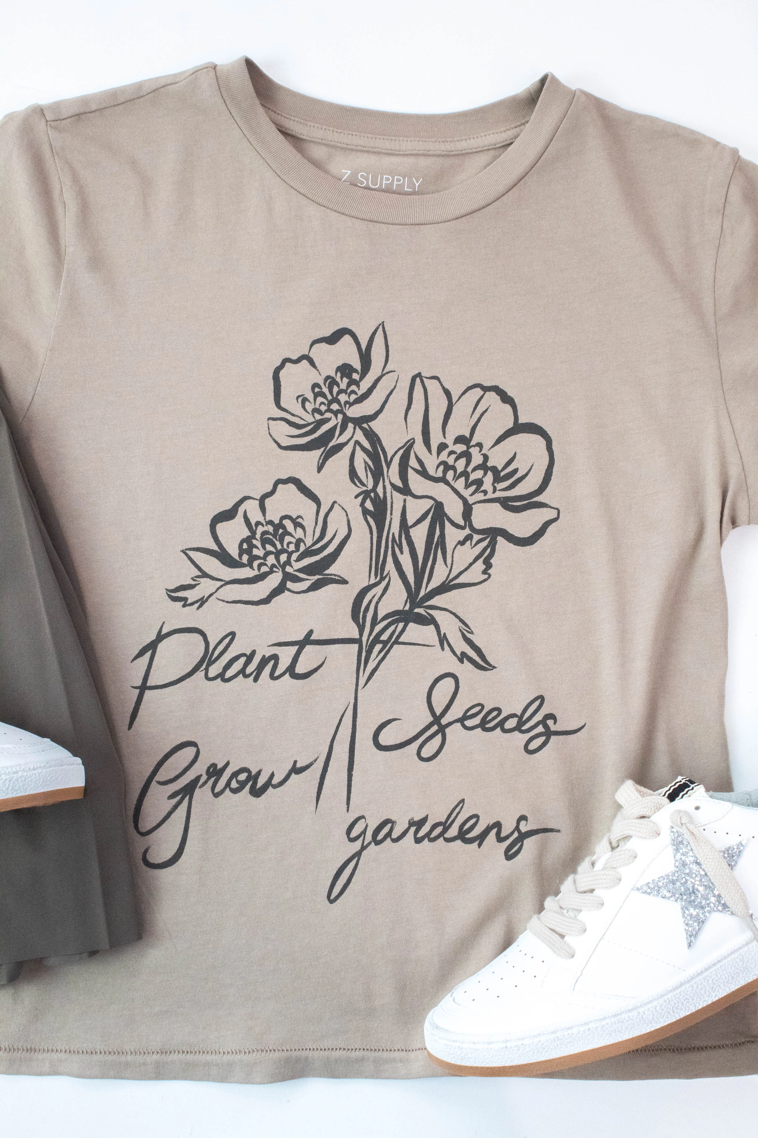 Grow Gardens Tourist Tee, Smokey | Z Supply sold by North & Main Clothing Company