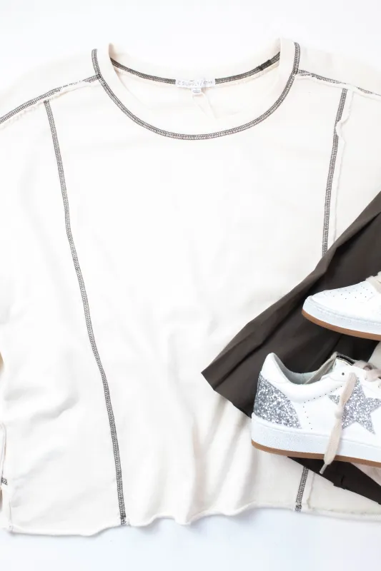 Fan Club Contrast Stitch Sweatshirt, Crystal | Z Supply sold by North & Main Clothing Company