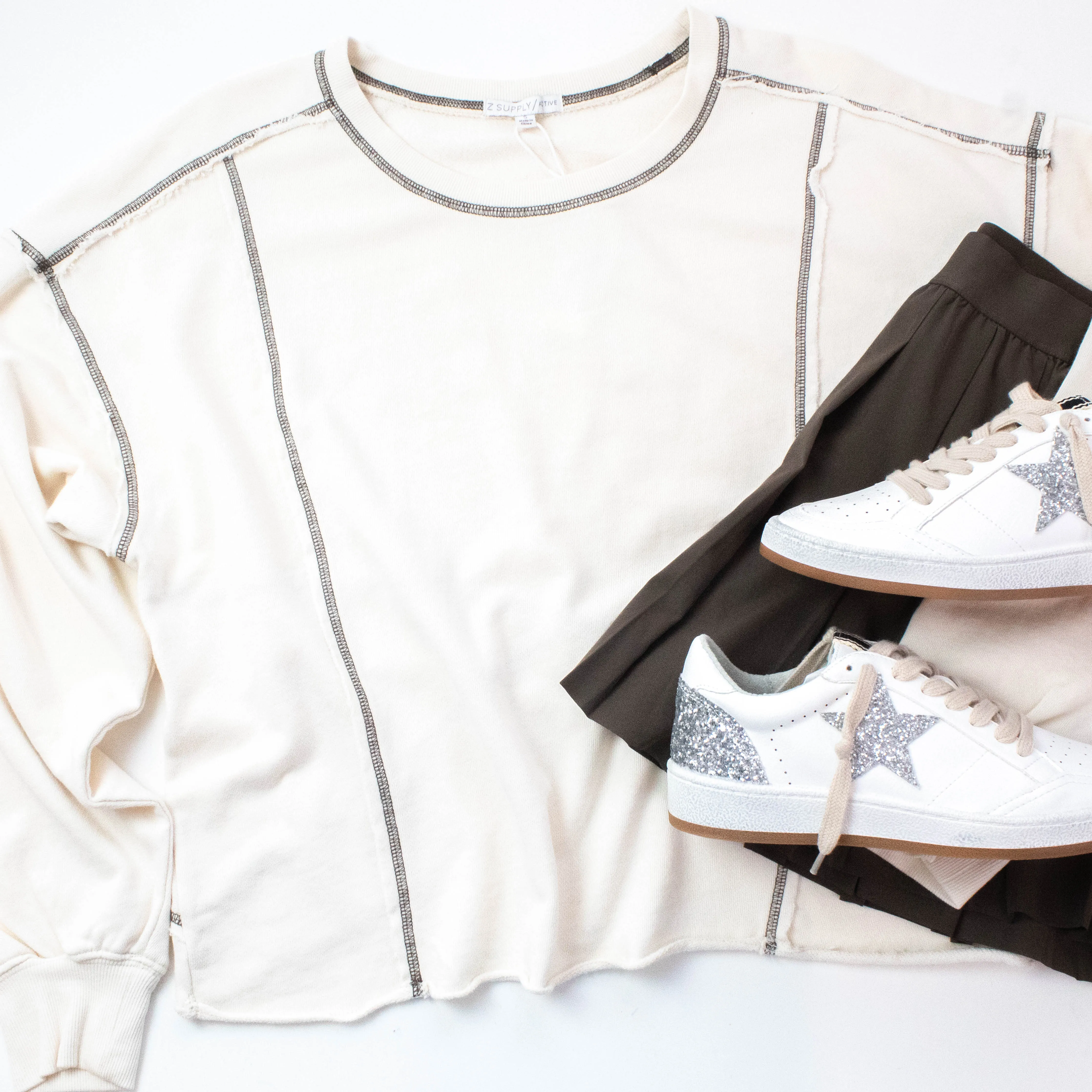 Fan Club Contrast Stitch Sweatshirt, Crystal | Z Supply sold by North & Main Clothing Company product image thumbnail 3