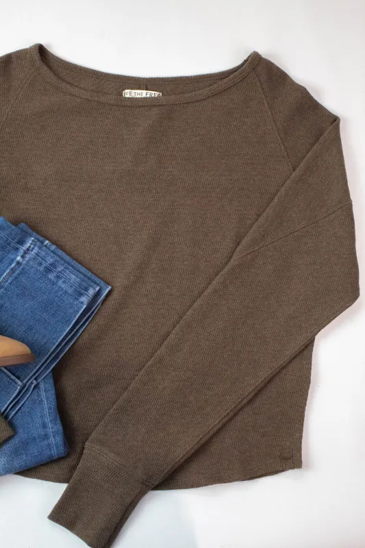 Jess Boat Neck Top, Coco Brown Heather | Free People sold by North & Main Clothing Company