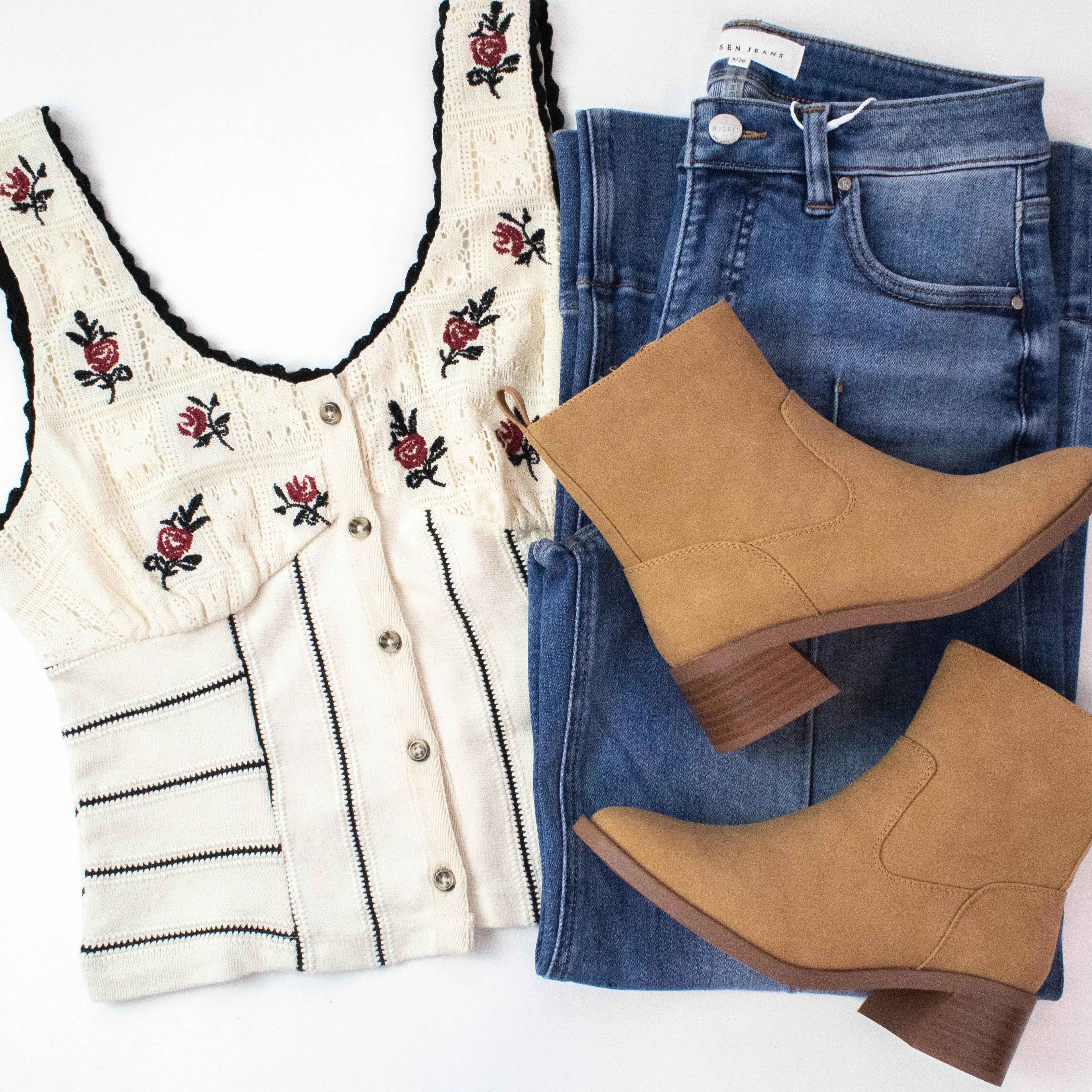 Rose Bud Knit Top, Ivory Combo | Free People sold by North & Main Clothing Company product image thumbnail 3