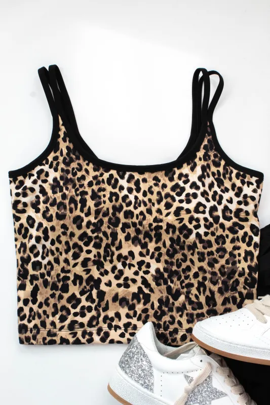 Hera Bra Tank, Cheetah | Cream Yoga sold by North & Main Clothing Company