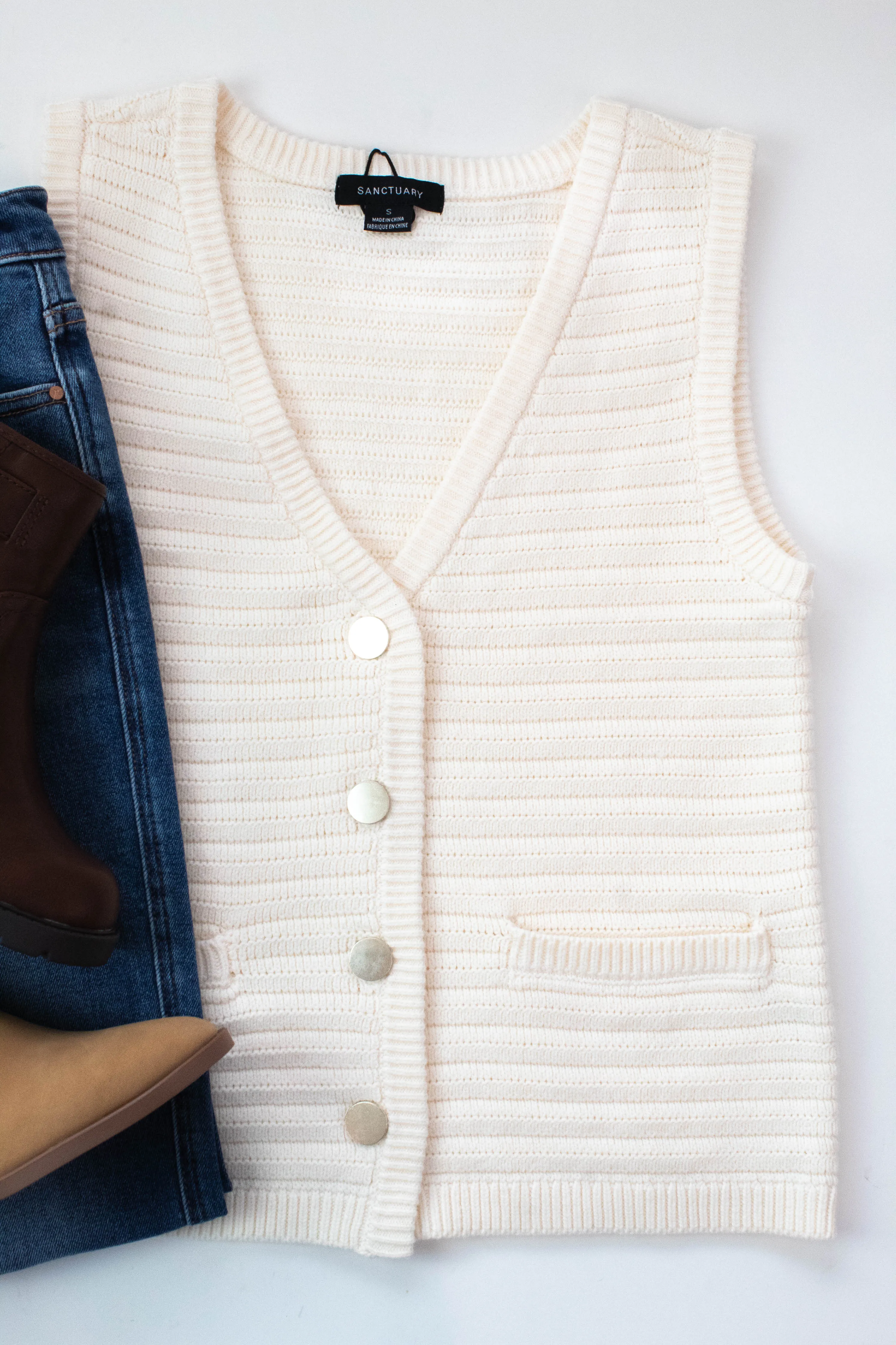 Naomi Textured Sweater Vest, Macrame | Sanctuary sold by North & Main Clothing Company