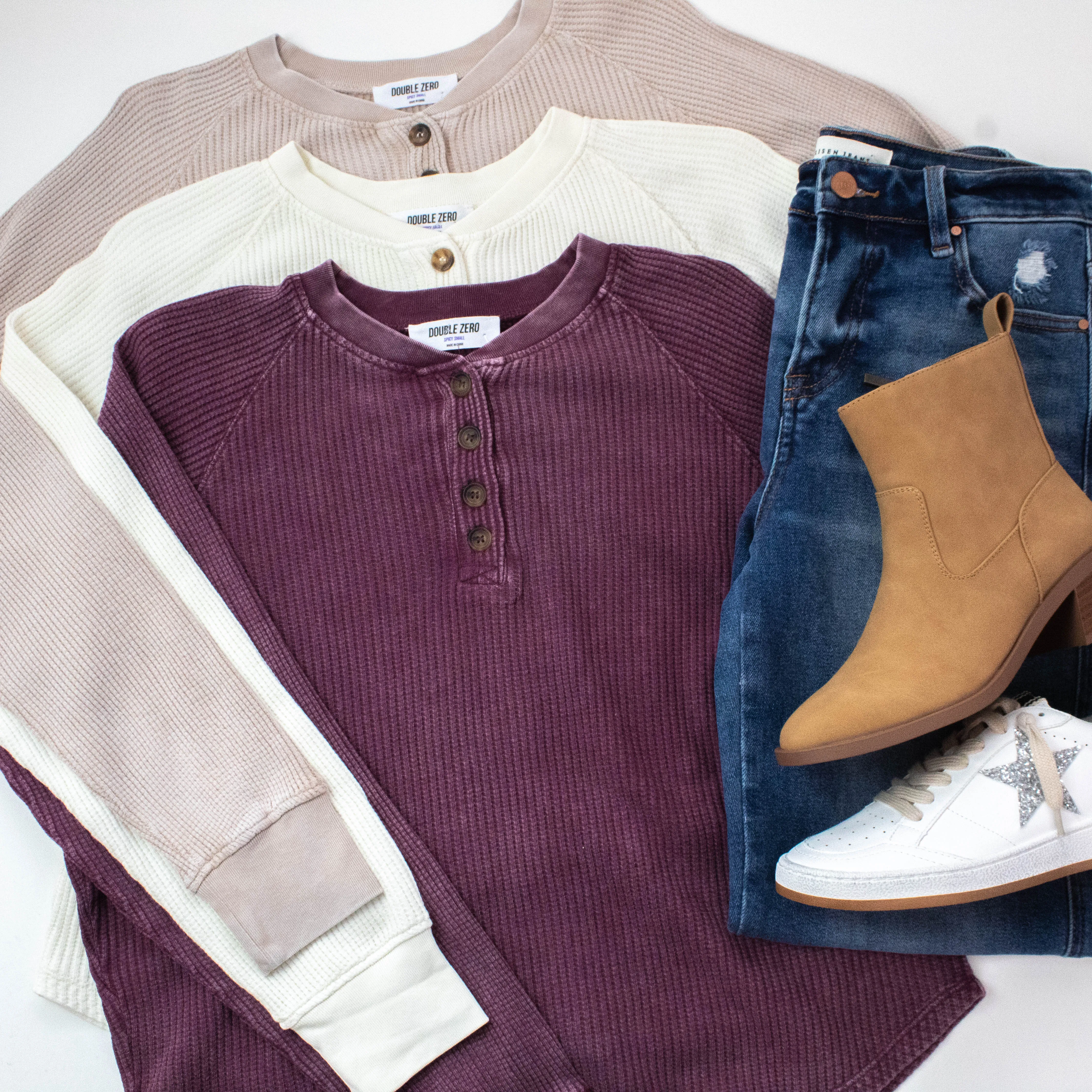 Jordan Knit Henley Top, Cream sold by North & Main Clothing Company product image thumbnail 4