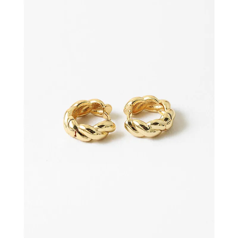 Bridget Twisted Hoop Huggie Earrings, Gold sold by North & Main Clothing Company