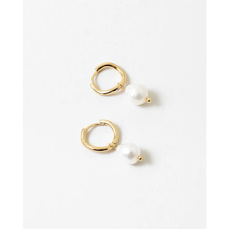Audrey Pearl Huggie Earrings, Gold sold by North & Main Clothing Company product image thumbnail 2