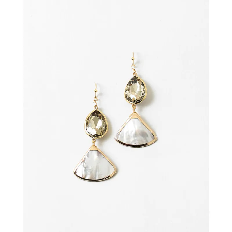 Clara Shell Dangle Earrings, Topaz/White Shell sold by North & Main Clothing Company