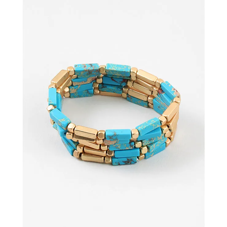 Vivian Stretch Bracelet Set, Turquoise/Gold sold by North & Main Clothing Company product image thumbnail 2