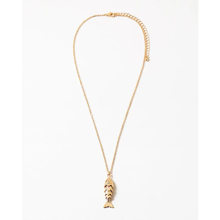 Sally Fish Pendant Necklace, Gold sold by North & Main Clothing Company