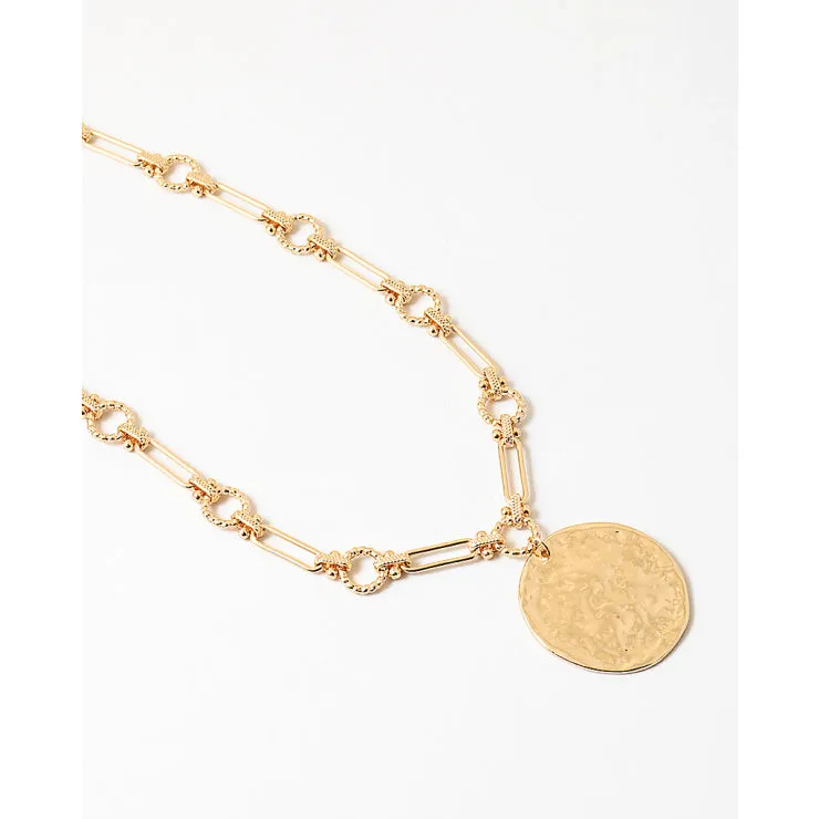 Victoria Circle Pendant Chunky Necklace, Gold sold by North & Main Clothing Company product image thumbnail 2