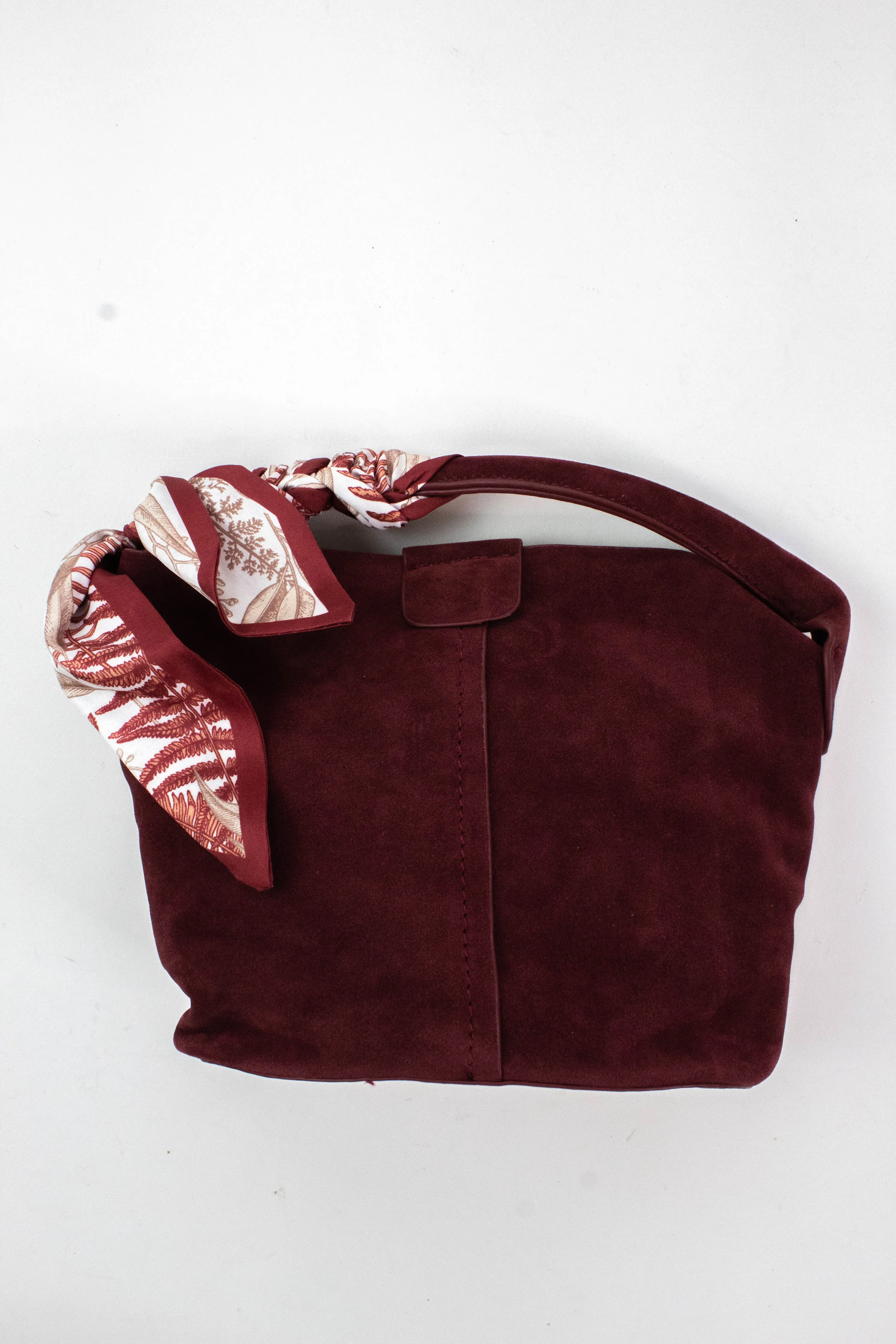 Margaret Small Suede Bucket Bag, Burgundy sold by North & Main Clothing Company