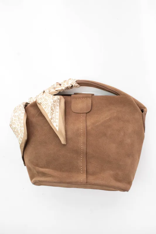 Margaret Small Suede Bucket Bag, Tan sold by North & Main Clothing Company