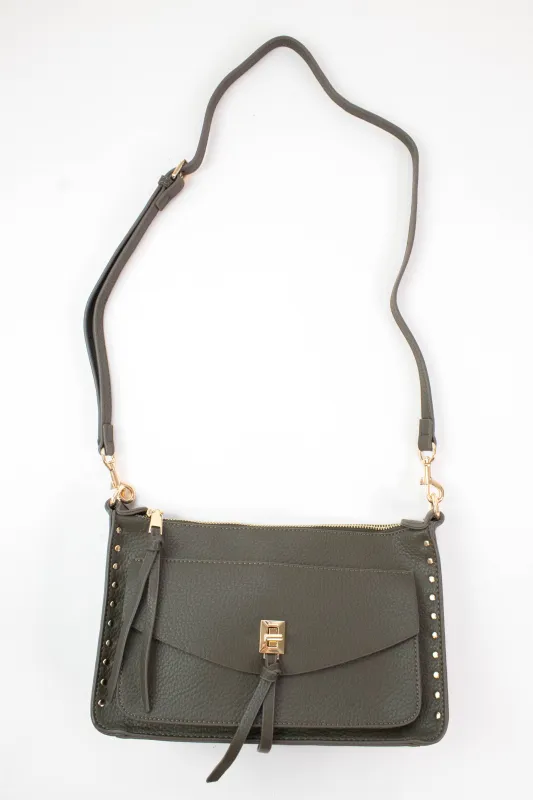 Louise Stud Detailed Crossbody, Olive sold by North & Main Clothing Company