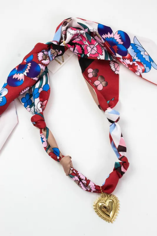 Posie Sunburst Heart Scarf Necklace, Red Multi | Nora James Jewelry sold by North & Main Clothing Company