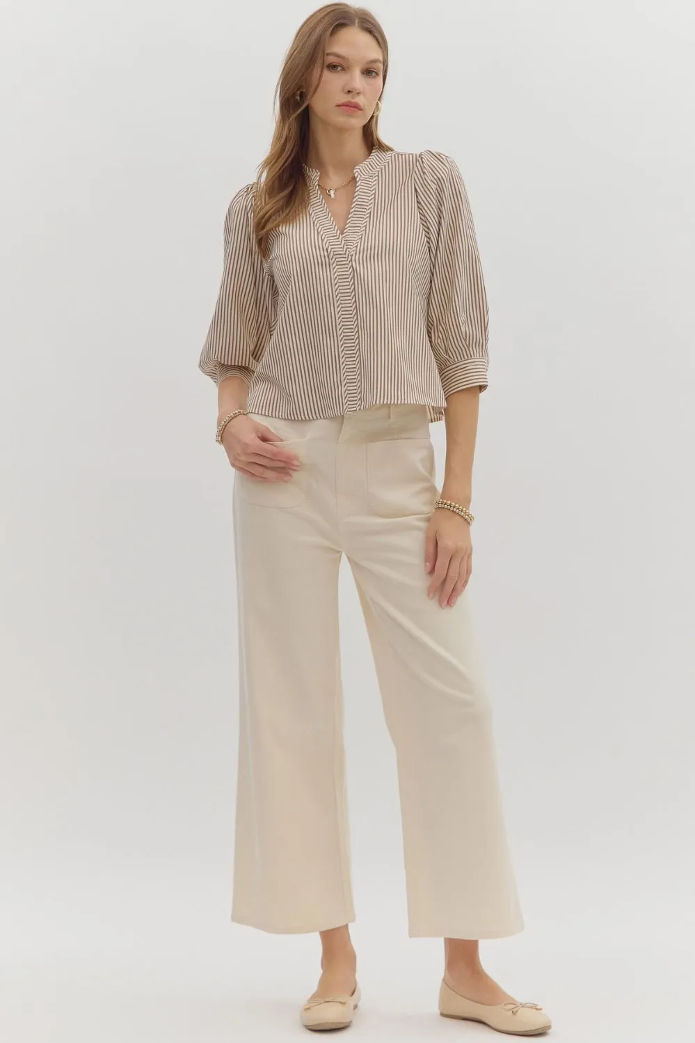 Hazel Striped Blouse, Brown sold by North & Main Clothing Company product image thumbnail 2