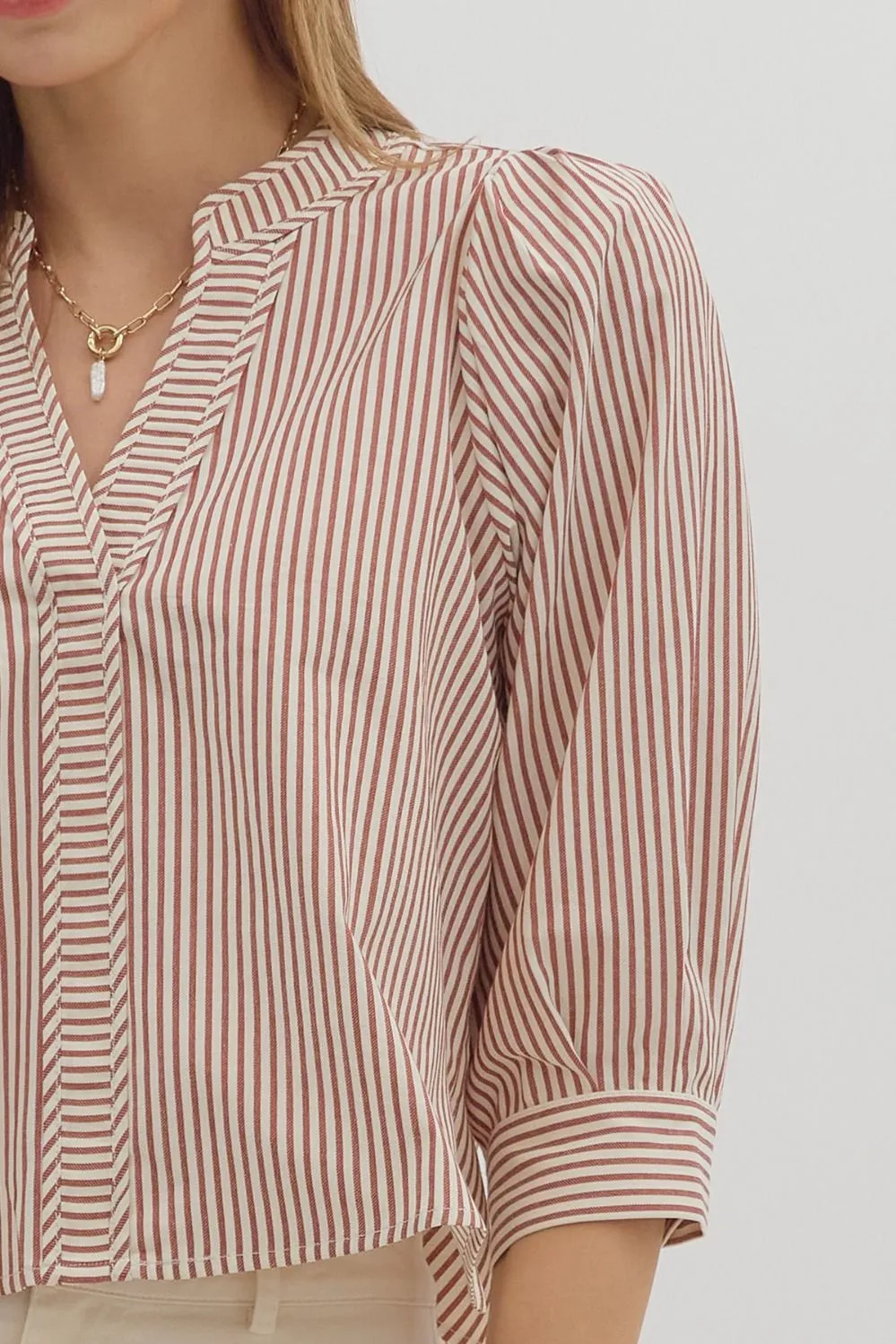 Hazel Striped Blouse, Rust sold by North & Main Clothing Company product image thumbnail 4