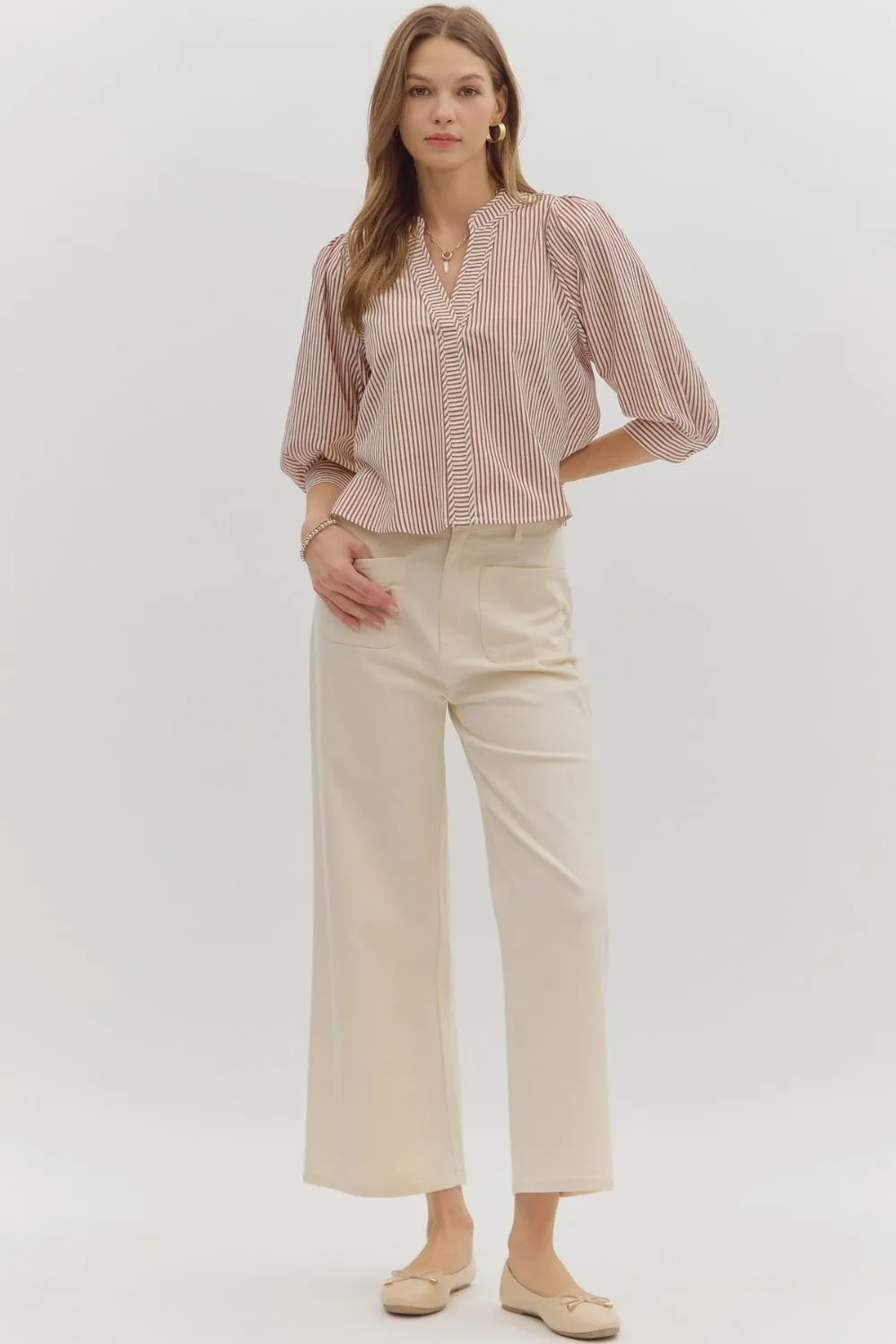 Hazel Striped Blouse, Rust sold by North & Main Clothing Company product image thumbnail 2