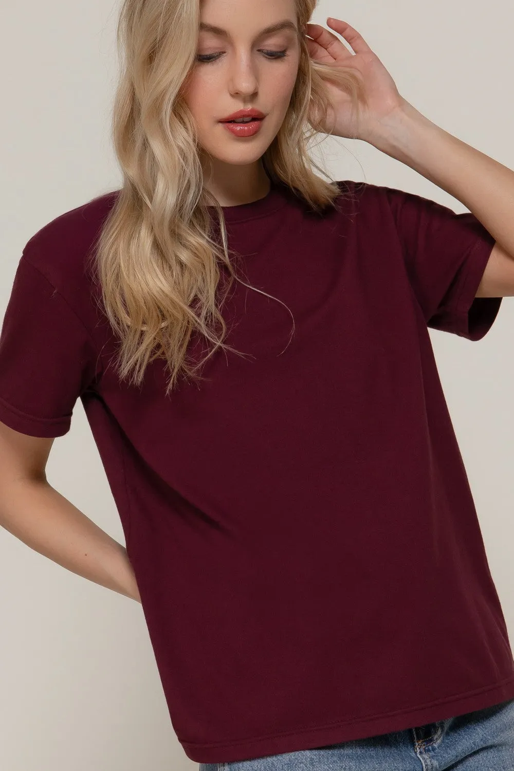 Sarah Round Neck Tee, Burgundy sold by North & Main Clothing Company product image thumbnail 3