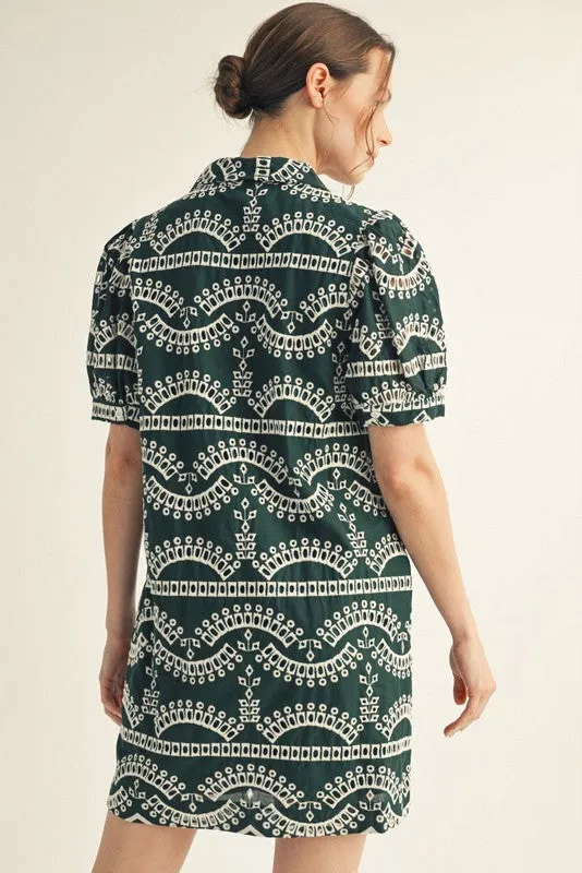 Angelica Collared Eyelet Dress, Hunter Green sold by North & Main Clothing Company product image thumbnail 5