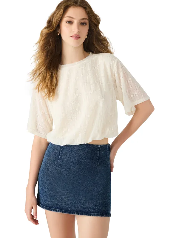 Orsa Bubble Hem Lace Top, Antique | Steve Madden sold by North & Main Clothing Company