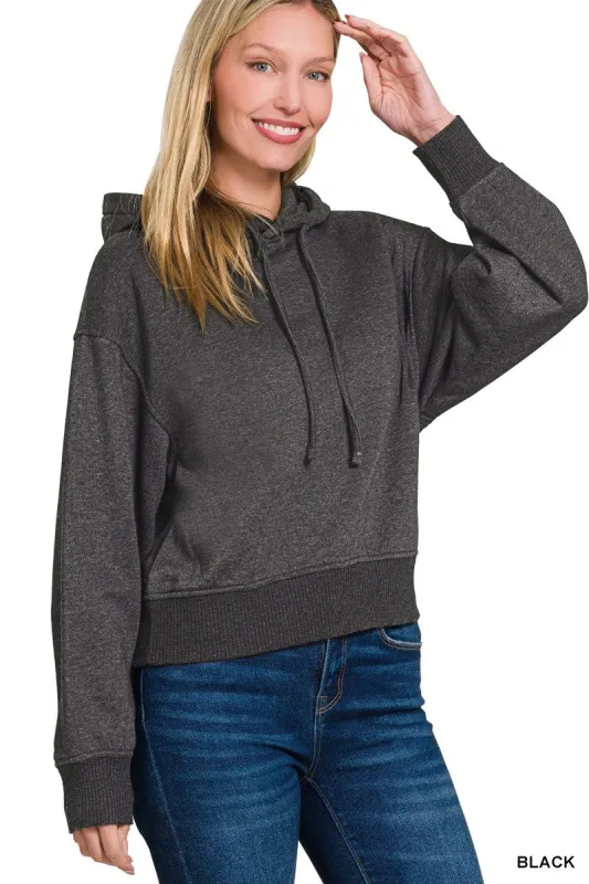 Mae Acid Wash Fleece Hoodie, Black made by North & Main Clothing Company
