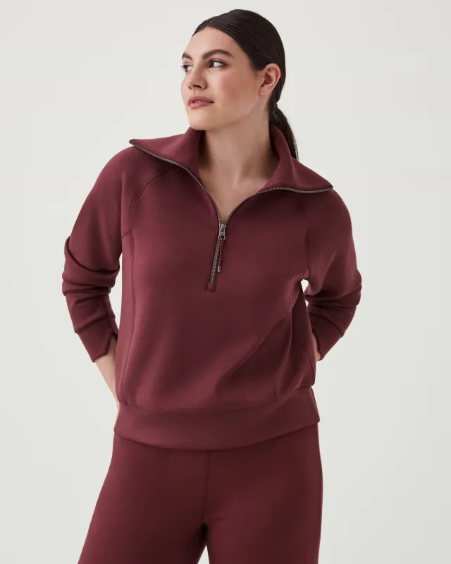 Airessentials Half Zip Sweatshirt, Plum Berry | SPANX sold by North & Main Clothing Company