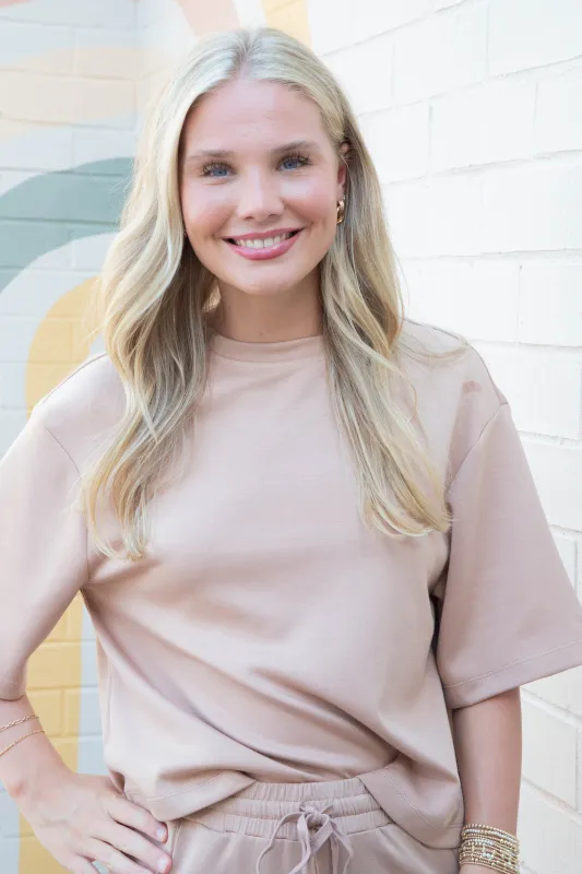 Edna Short Sleeve Tee, Dark Taupe sold by North & Main Clothing Company