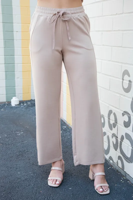 Sloane Wide Leg Knit Pants, Dark Taupe sold by North & Main Clothing Company