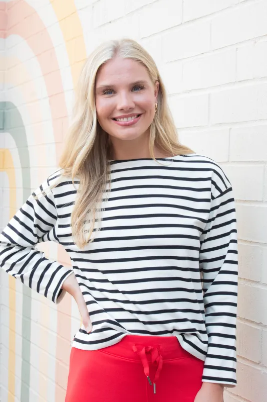 Cool Cotton Boatneck Top, Yacht Stripe | SPANX sold by North & Main Clothing Company