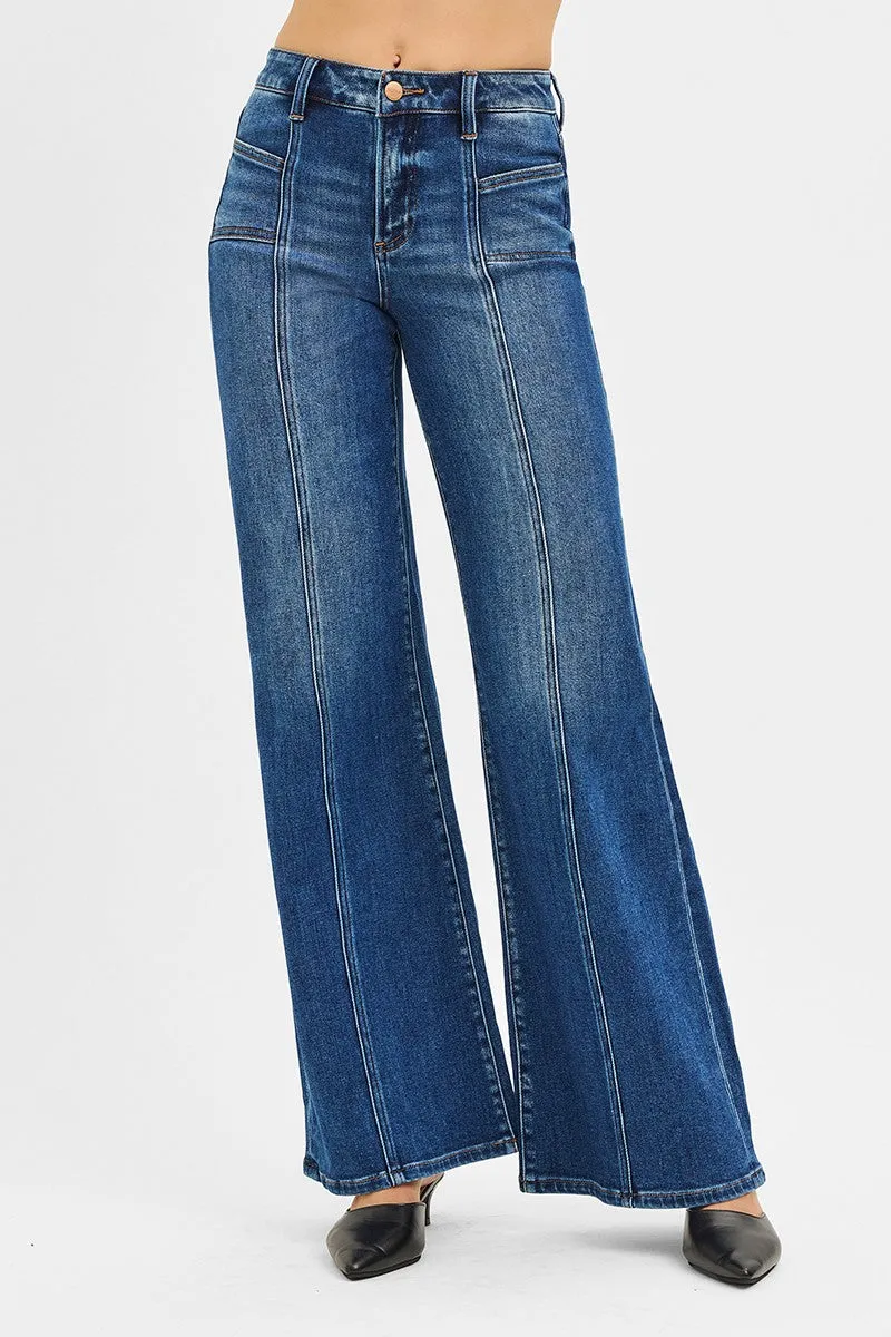 Delilah Mid Rise Wide Leg Jeans, Dark sold by North & Main Clothing Company product image thumbnail 3