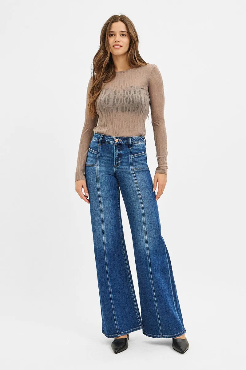 Delilah Mid Rise Wide Leg Jeans, Dark sold by North & Main Clothing Company product image thumbnail 2