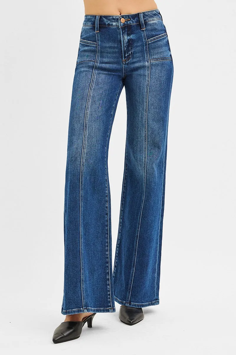 Delilah Mid Rise Wide Leg Jeans, Dark sold by North & Main Clothing Company product image thumbnail 4