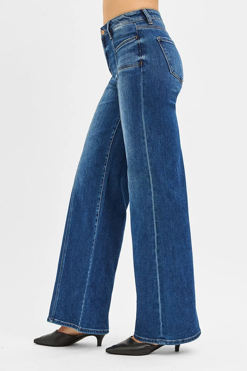 Delilah Mid Rise Wide Leg Jeans, Dark sold by North & Main Clothing Company product image thumbnail 5